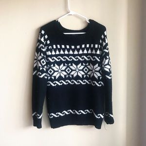 Black and White Knit Winter Sweater